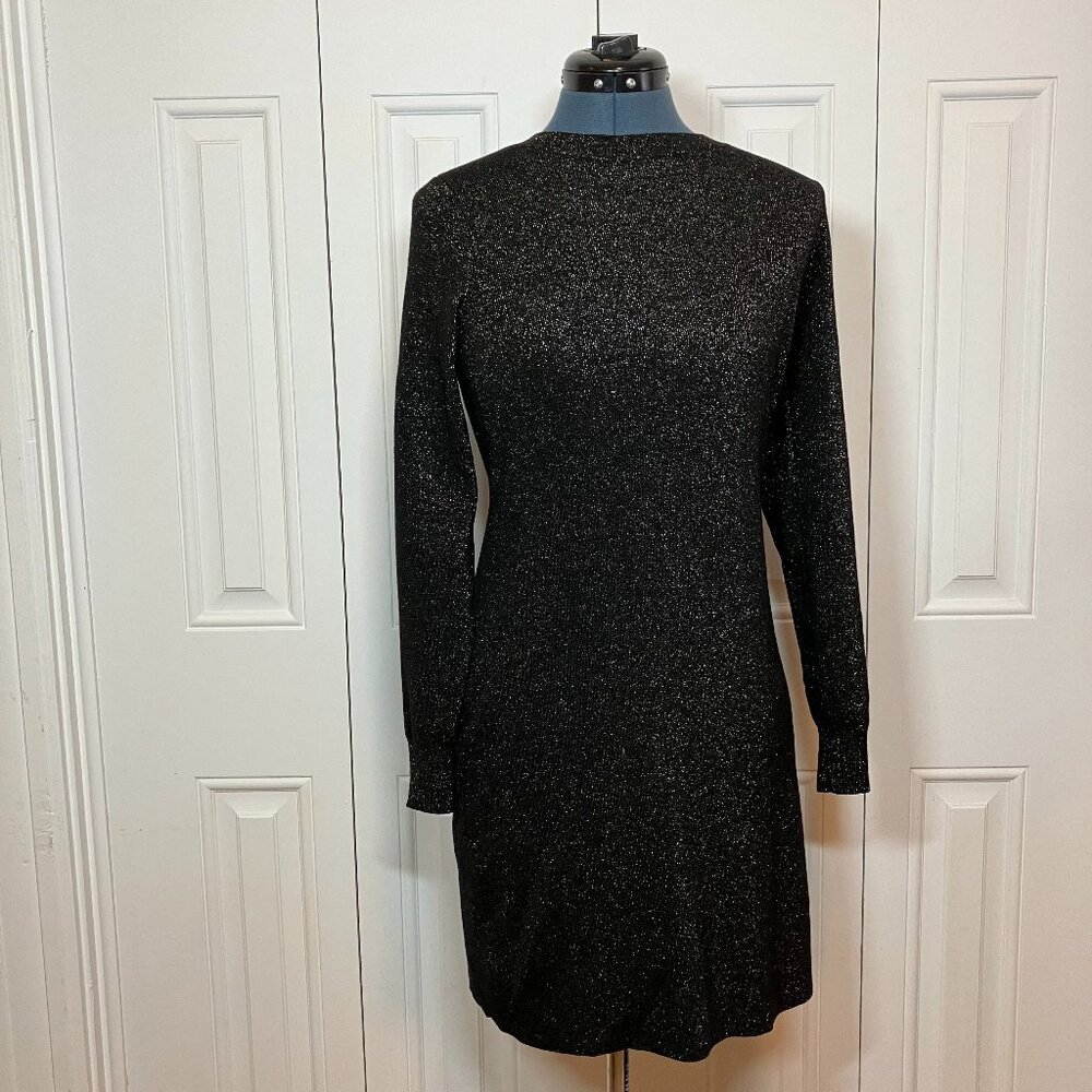 LOFT Shimmer Sweater Dress Black with Metallic Size S